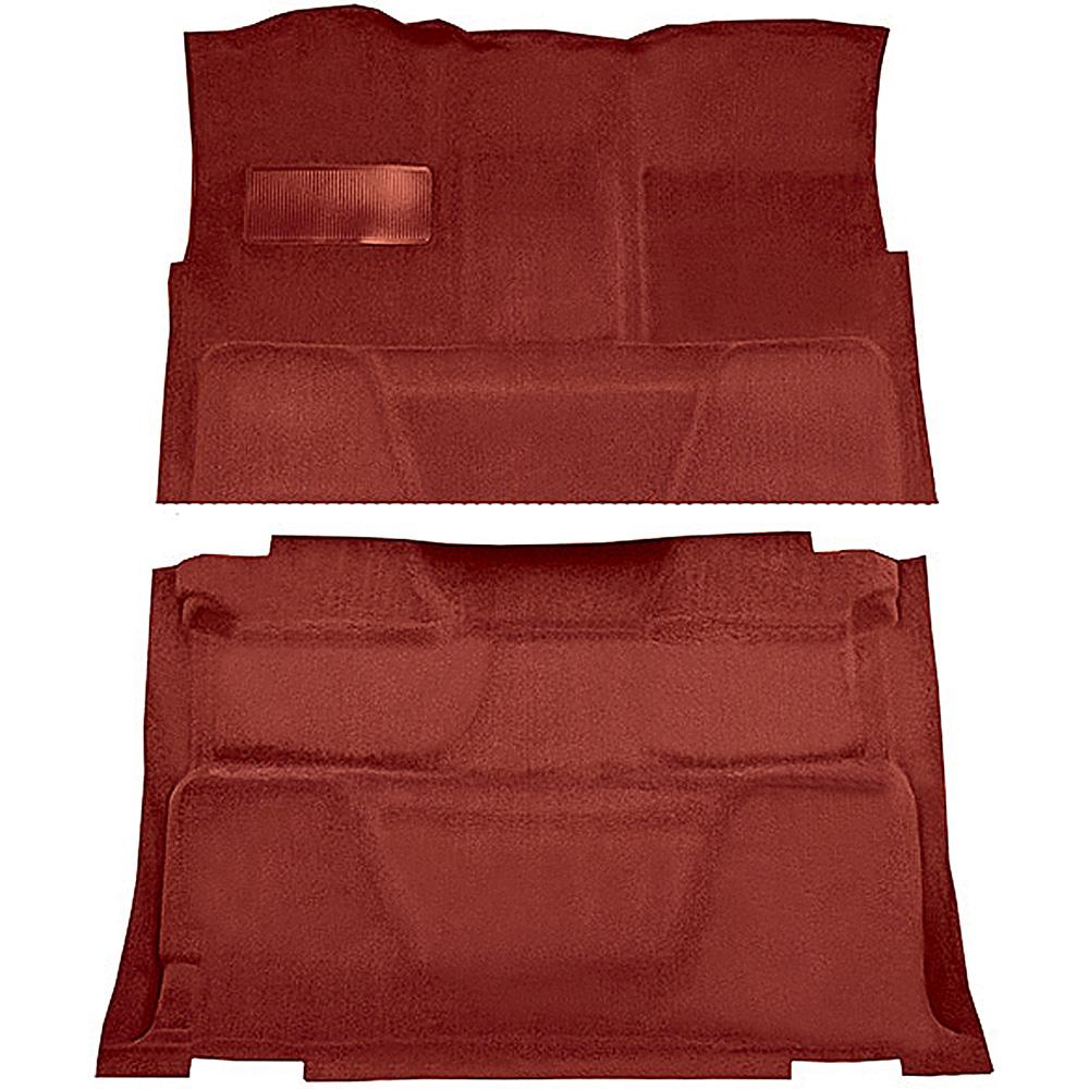 1973-74 Chevrolet, GMC Pickup Crew Cab Molded Carpet Kit Loop Standard Backing Column Shift Automatic or 3-Speed Manual 2WD Red