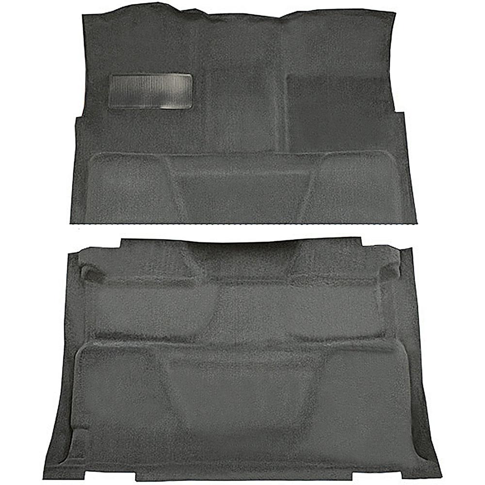 1973-74 Chevrolet, GMC Pickup Crew Cab Molded Carpet Kit Loop Standard Backing Column Shift Automatic or 3-Speed Manual 2WD Gunmetal Gray