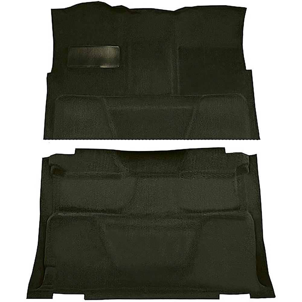 1973-74 Chevrolet, GMC Pickup Crew Cab Molded Carpet Kit Loop Standard Backing Column Shift Automatic or 3-Speed Manual 2WD Dark Olive Green