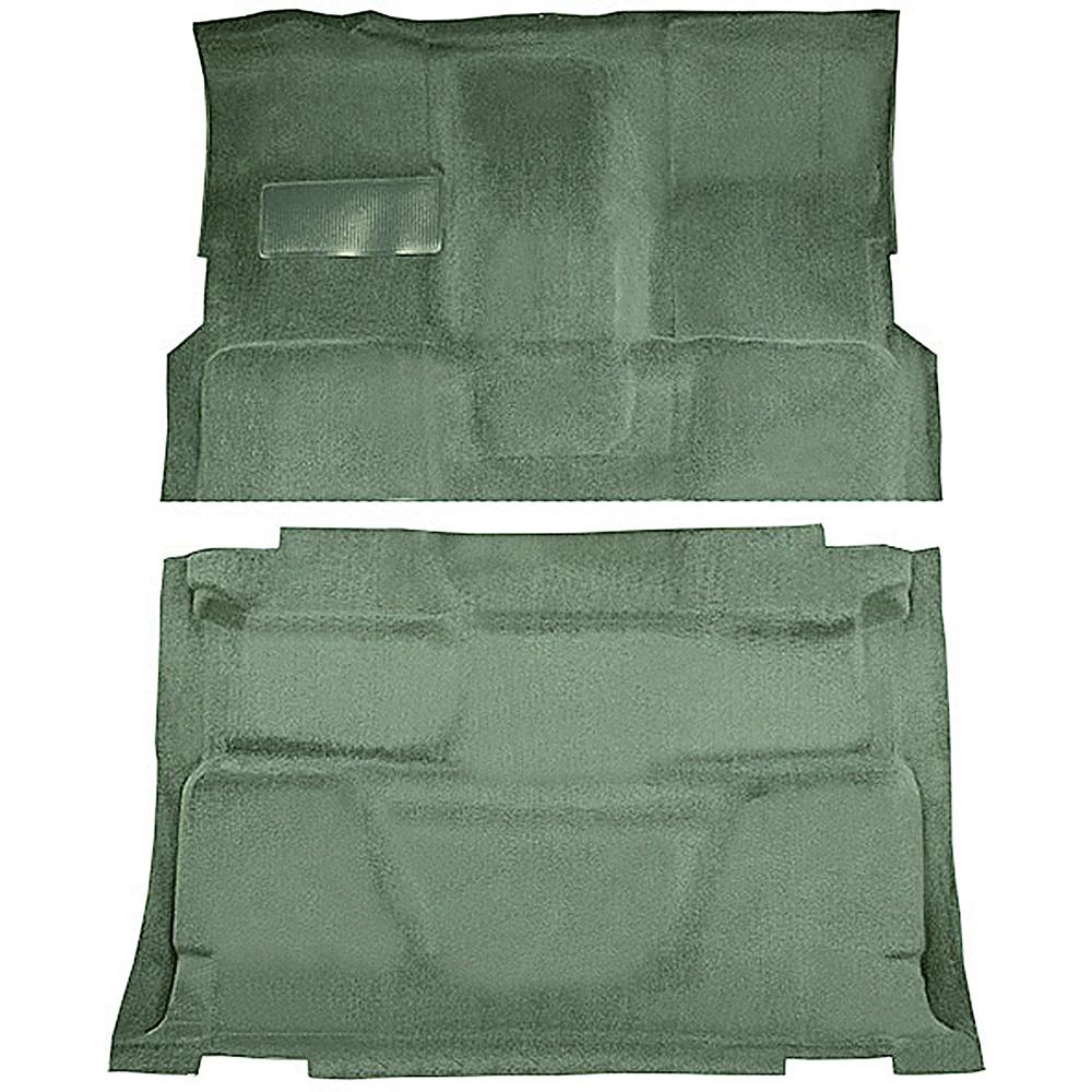 1974-80 Chevrolet, GMC Pickup Crew Cab Molded Carpet Set Cut Pile Standard Backing Column Shift TH400 High Hump 2WD Willow Green