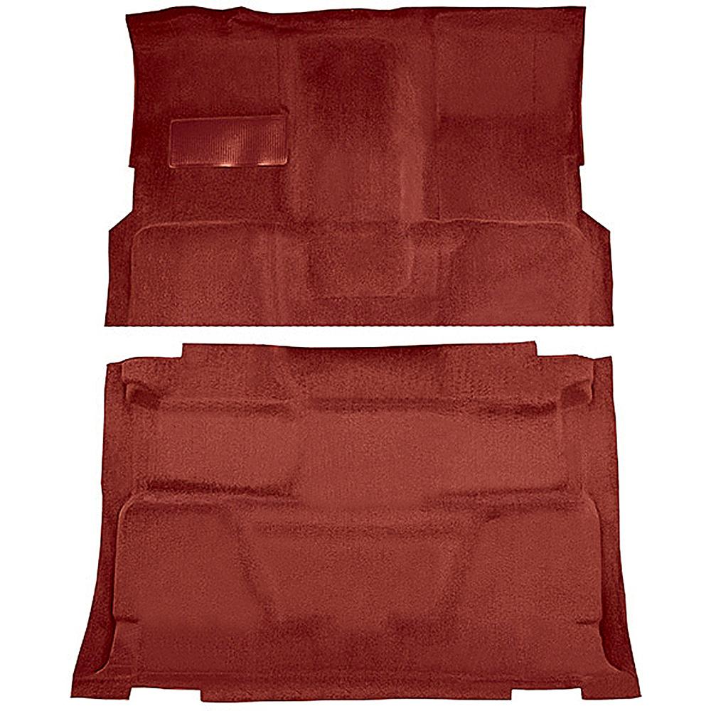 1973-74 Chevrolet, GMC Pickup Crew Cab Molded Carpet Set Loop Standard Backing Column & Floor Shift 4-Speed 4WD Red