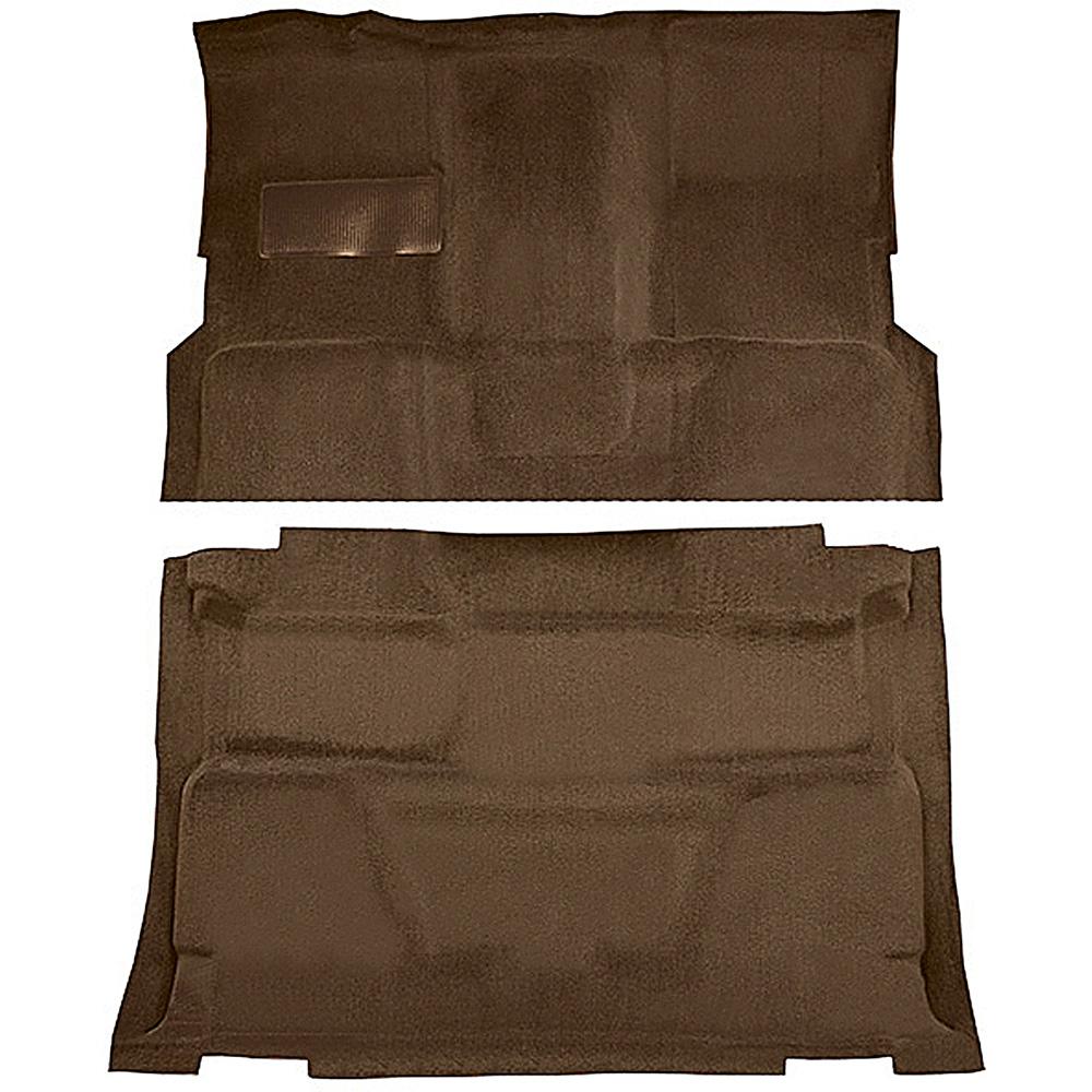 1973-74 Chevrolet, GMC Pickup Crew Cab Molded Carpet Set Loop Standard Backing Column & Floor Shift 4-Speed 4WD Dark Saddle