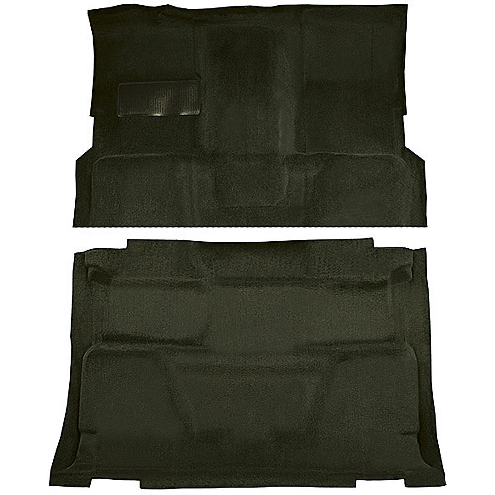 1973-74 Chevrolet, GMC Pickup Crew Cab Molded Carpet Set Loop Standard Backing Column & Floor Shift 4-Speed 4WD Dark Olive Green