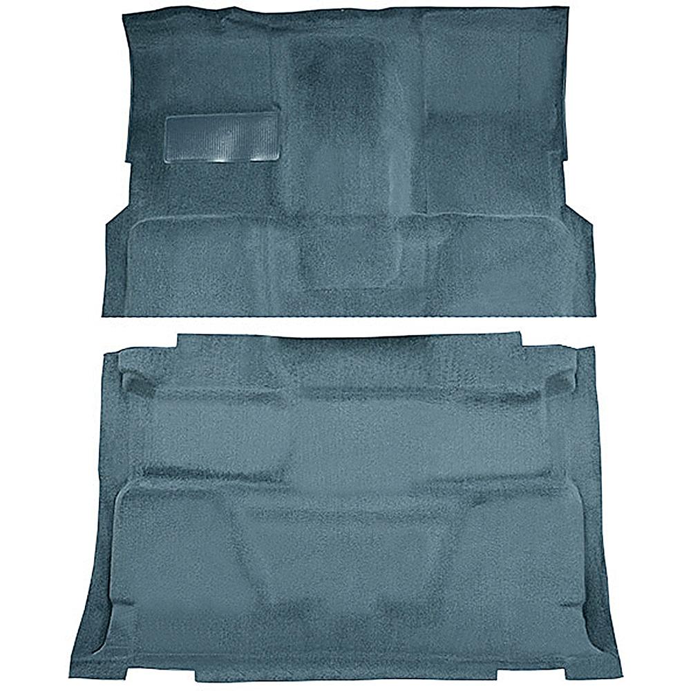 1973-74 Chevrolet, GMC Pickup Crew Cab Molded Carpet Set Loop Standard Backing Column & Floor Shift 4-Speed 4WD Medium Blue