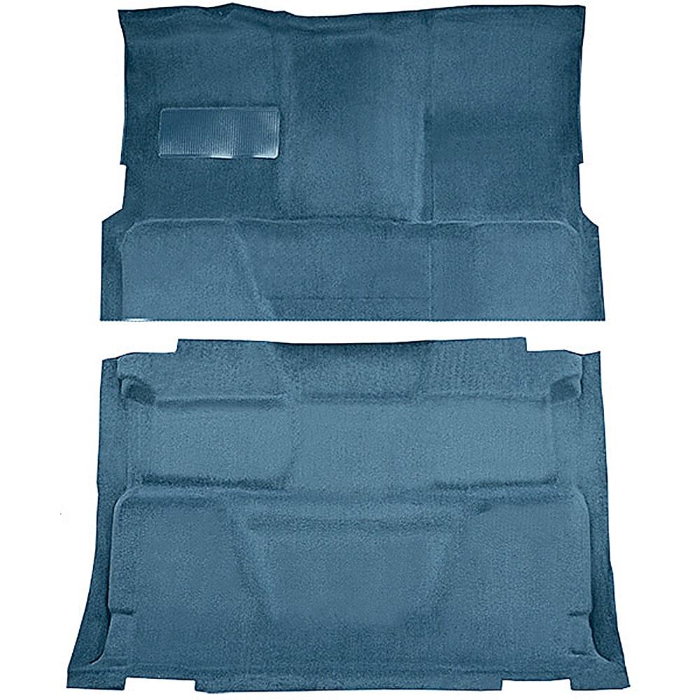 1974-80 Chevrolet, GMC Pickup Crew Cab Molded Carpet Set Cut Pile Standard Backing Floor Shift 4-Speed High Hump 2WD Blue