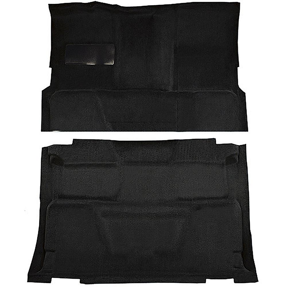 1973-74 Chevrolet, GMC Pickup Crew Cab Molded Carpet Set Loop Standard Backing Floor Shift 4-Speed 2WD Black