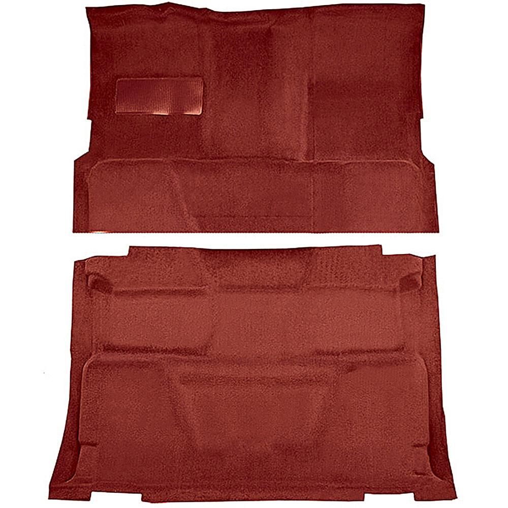 1973-74 Chevrolet, GMC Pickup Crew Cab Molded Carpet Set Loop Standard Backing Floor Shift 4-Speed 2WD Red