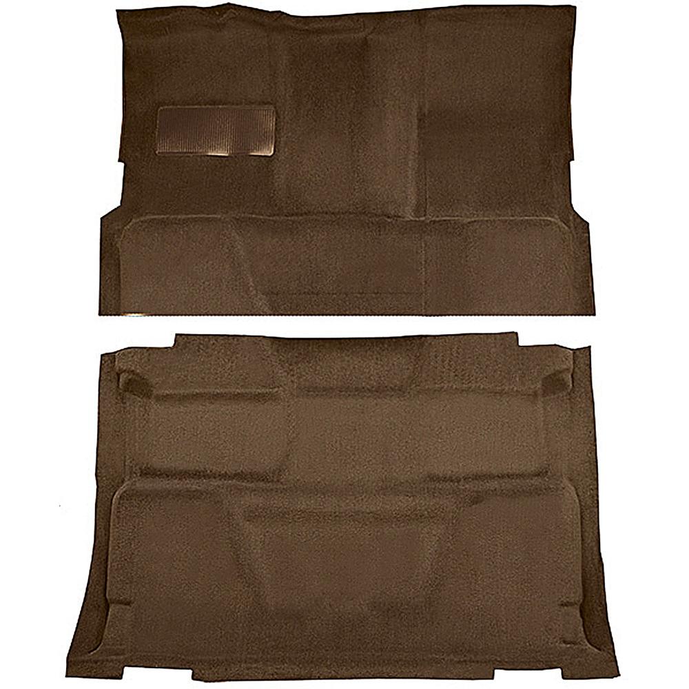 1973-74 Chevrolet, GMC Pickup Crew Cab Molded Carpet Set Loop Standard Backing Floor Shift 4-Speed 2WD Dark Saddle