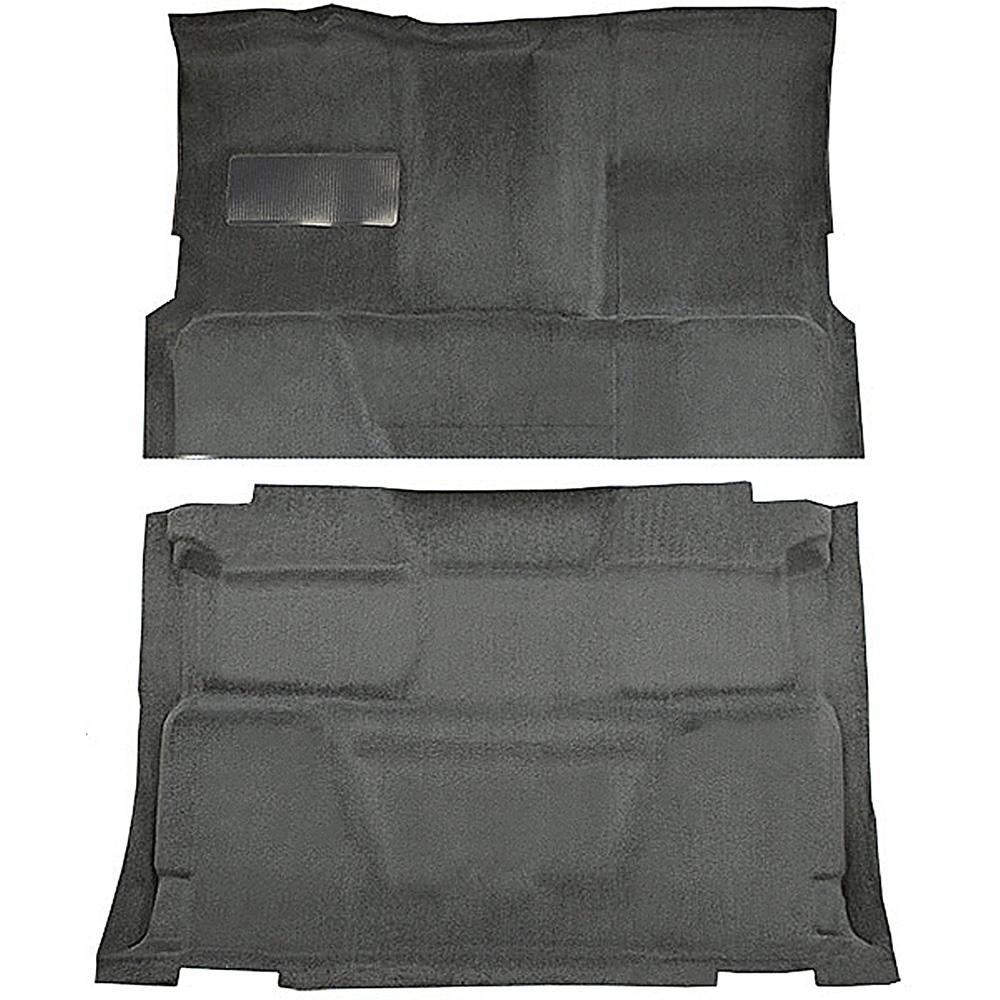 1973-74 Chevrolet, GMC Pickup Crew Cab Molded Carpet Set Loop Standard Backing Floor Shift 4-Speed 2WD Gunmetal Gray