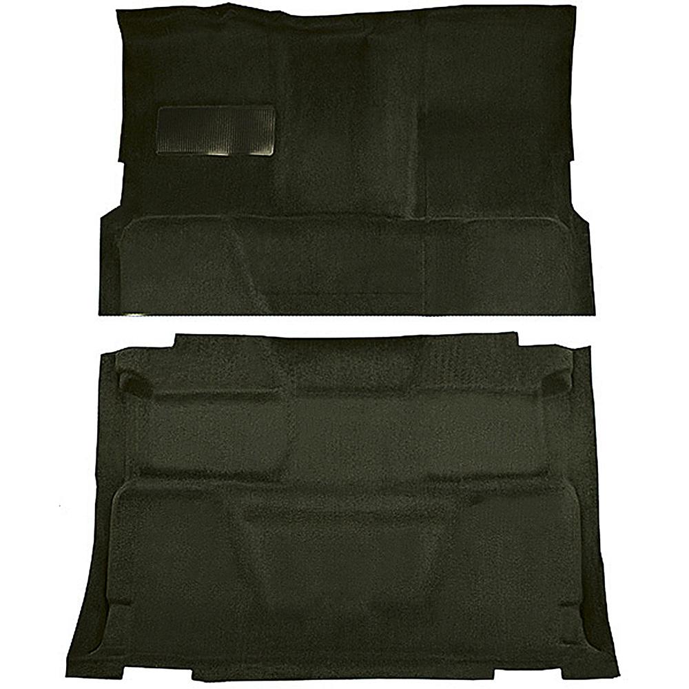 1973-74 Chevrolet, GMC Pickup Crew Cab Molded Carpet Set Loop Standard Backing Floor Shift 4-Speed 2WD Dark Olive Green