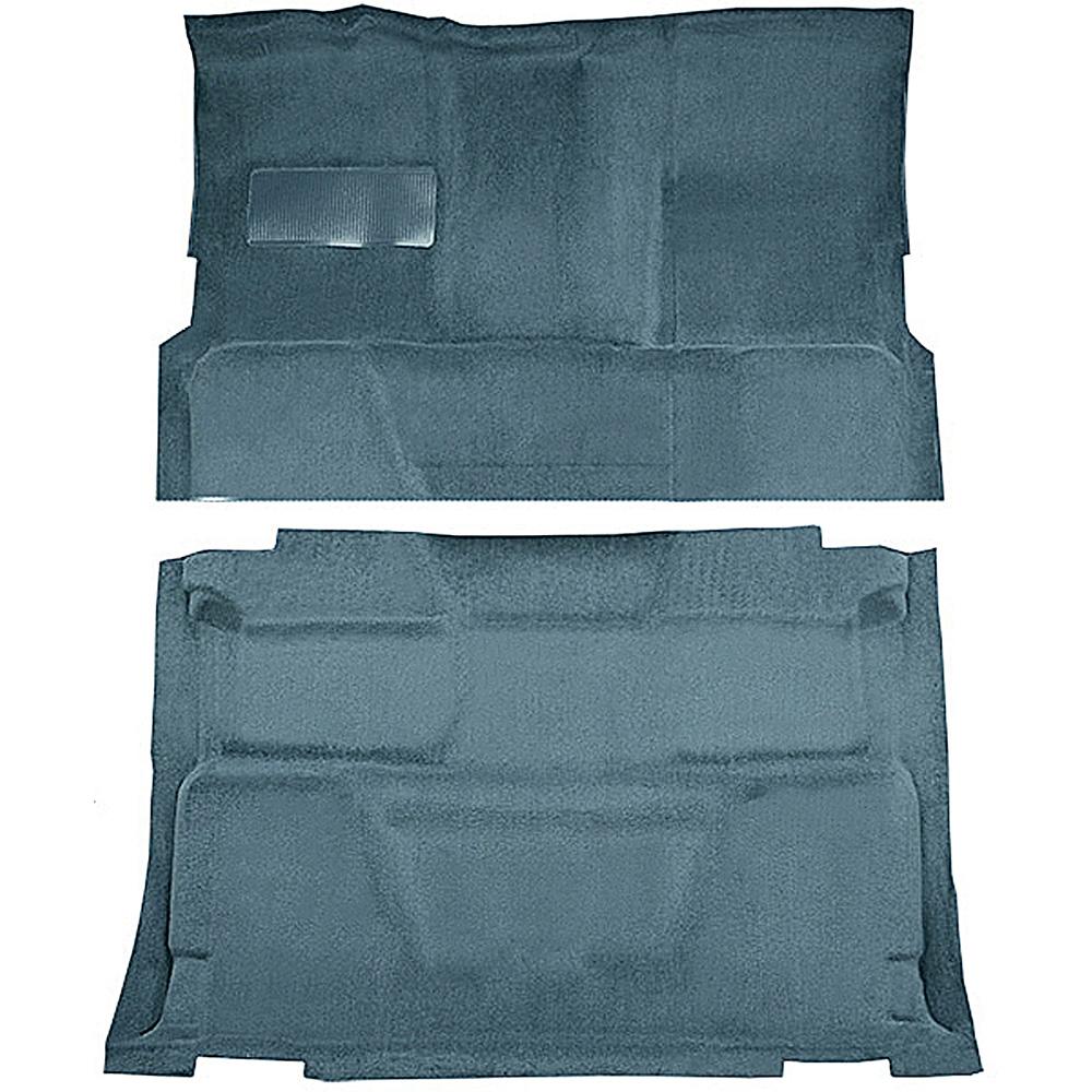 1973-74 Chevrolet, GMC Pickup Crew Cab Molded Carpet Set Loop Standard Backing Floor Shift 4-Speed 2WD Medium Blue