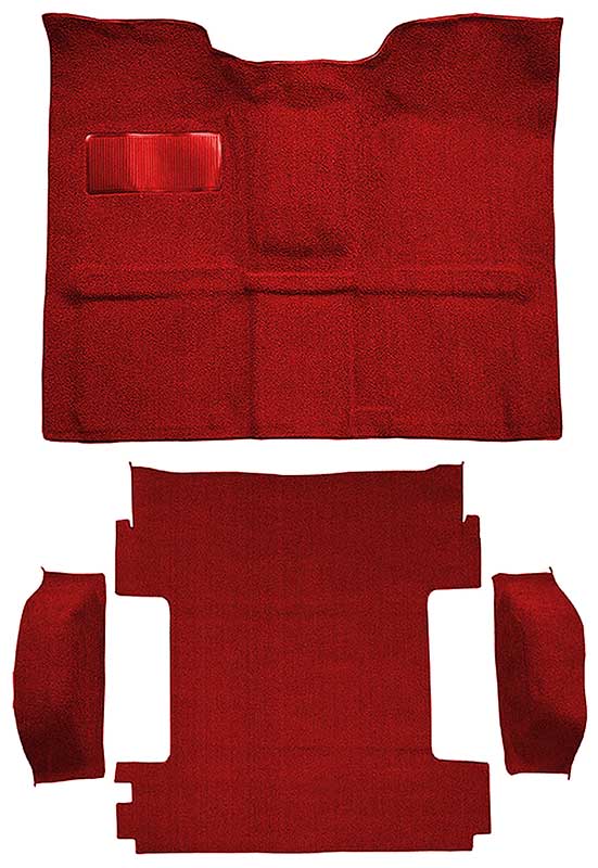 1969-72 Blazer, Jimmy Except CST 2-Door Molded Carpet Set Loop Standard Backing Floor Shift 4-Speed High Hump 4WD Red