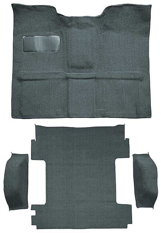1969-72 Blazer, Jimmy Except CST 2-Door Molded Carpet Set Loop Standard Backing Floor Shift 4-Speed High Hump 4WD Aqua