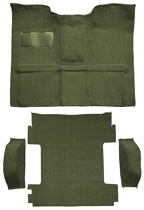 1969-72 Blazer, Jimmy Except CST 2-Door Molded Carpet Set Loop Standard Backing Floor Shift 4-Speed High Hump 4WD Moss Green