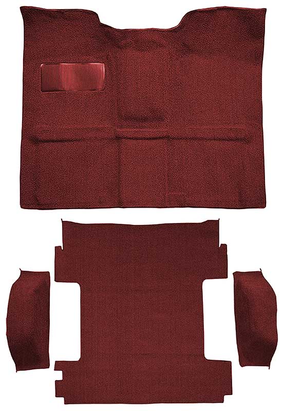 1969-72 Blazer, Jimmy Except CST 2-Door Molded Carpet Set Loop Standard Backing Floor Shift 4-Speed High Hump 4WD Maroon