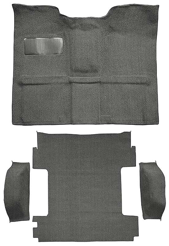 1969-72 Blazer, Jimmy Except CST 2-Door Molded Carpet Set Loop Standard Backing Floor Shift 4-Speed High Hump 4WD Gunmetal Gray