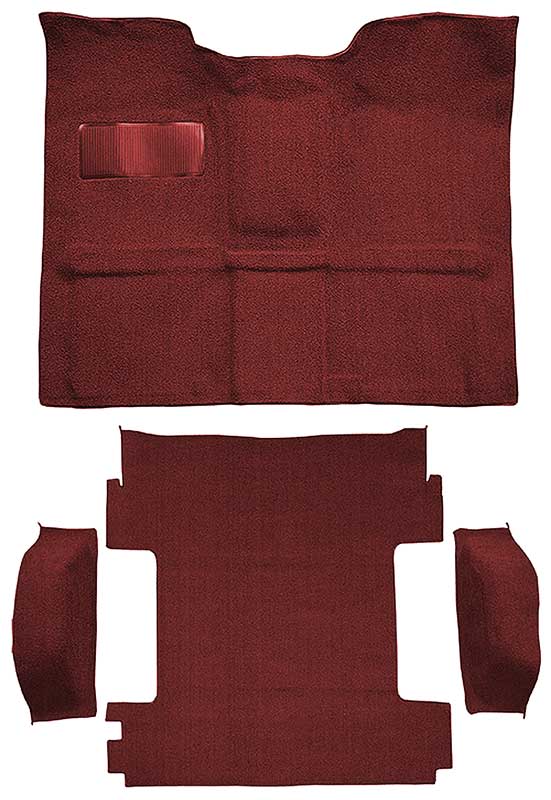 1969-72 Blazer, Jimmy CST 2-Door Molded Carpet Set Loop Standard Backing Floor Shift 4-Speed High Hump 4WD Maroon