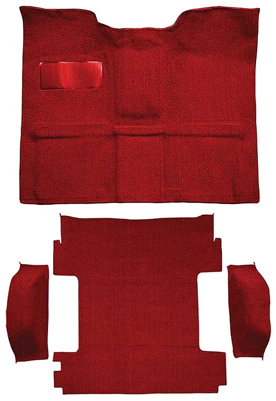 1969-72 Blazer, Jimmy Except CST 2-Door Molded Carpet Kit Loop Standard Backing Column Shift Automatic or 3-Speed Manual Low Hump 2WD Red