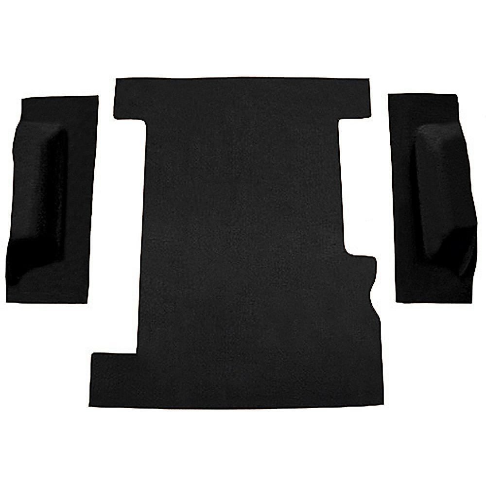 1973-74 Chevrolet/GMC Suburban Carpet Cargo Area 3-Piece Set Molded Wheel Well Covers Standard Backing Loop Black