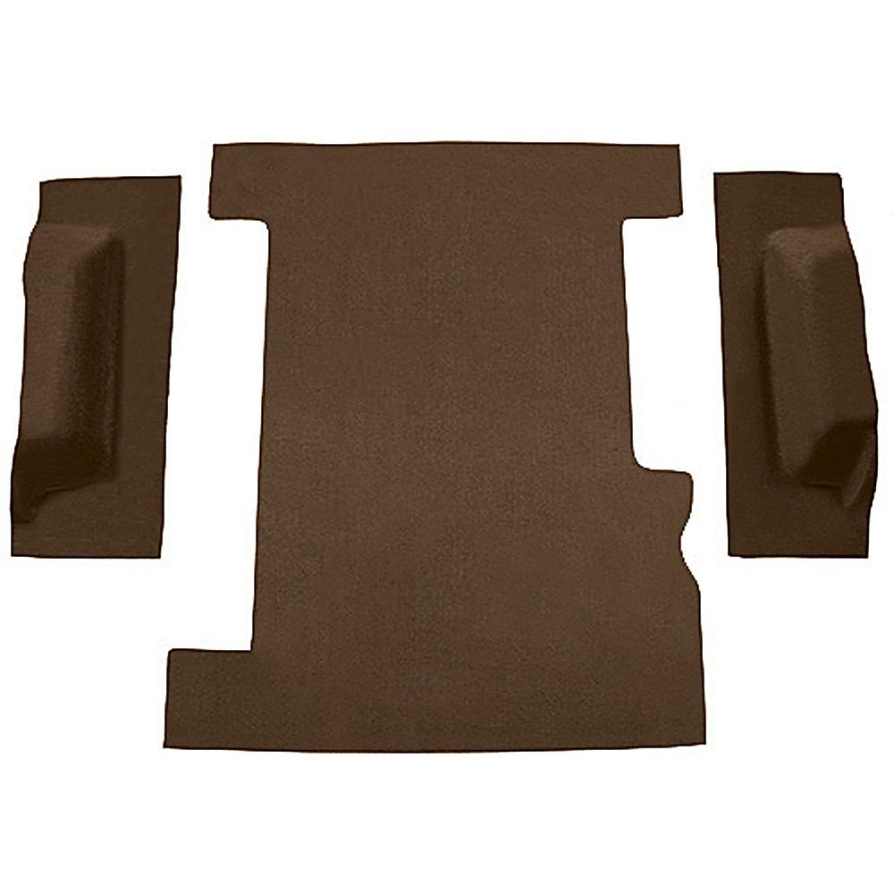 1973-74 Chevrolet/GMC Suburban Carpet Cargo Area 3-Piece Set Molded Wheel Well Covers Standard Backing Loop Dark Saddle