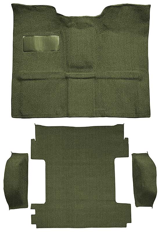 1969-72 Blazer/Jimmy CST Models Carpet Cargo Area 3-Piece Set Molded Wheel Well Covers Standard Backing Loop Moss Green