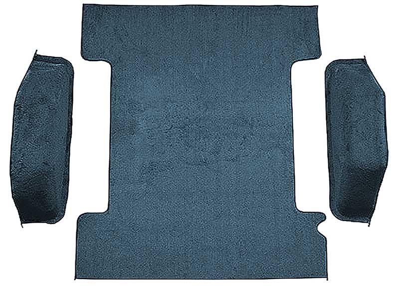 1973-74 Blazer/Jimmy Carpet Cargo Area 3-Piece Set Molded Wheel Well Covers Standard Backing Loop Dark Saddle