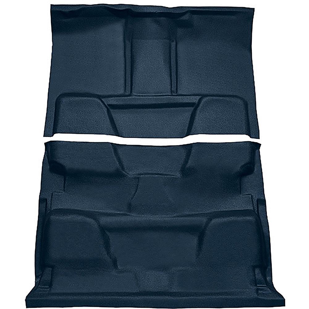 1973-80 Chevrolet, GMC Pickup Crew Cab Molded Vinyl Flooring Kit Vinyl Standard Backing Column Shift Automatic or 3-Speed Manual 2WD Medium Blue