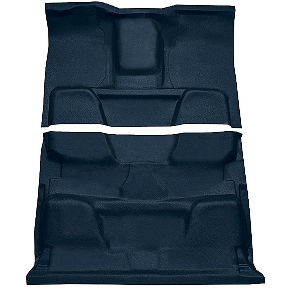 1973-80 Chevrolet, GMC Pickup Crew Cab Molded Vinyl Flooring Set Vinyl Standard Backing Floor Shift 4-Speed 2WD Medium Blue