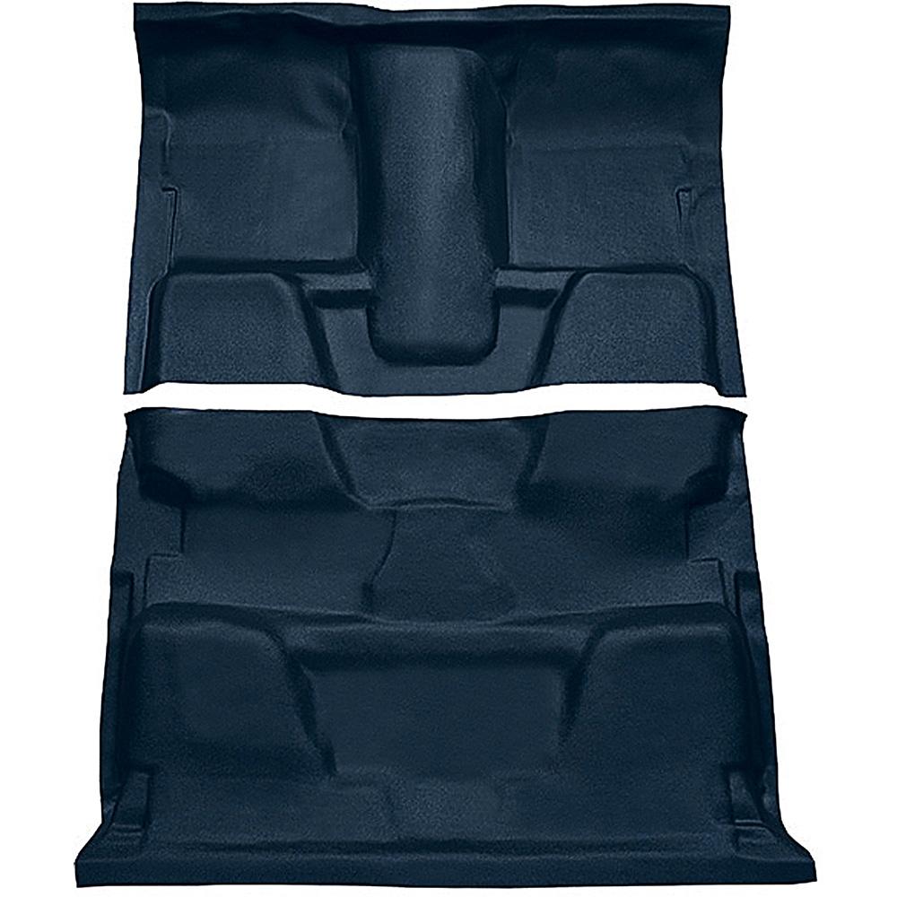 1973-74 Chevrolet, GMC Pickup Crew Cab Molded Vinyl Flooring Set Vinyl Standard Backing Column & Floor Shift 4-Speed 4WD Medium Blue