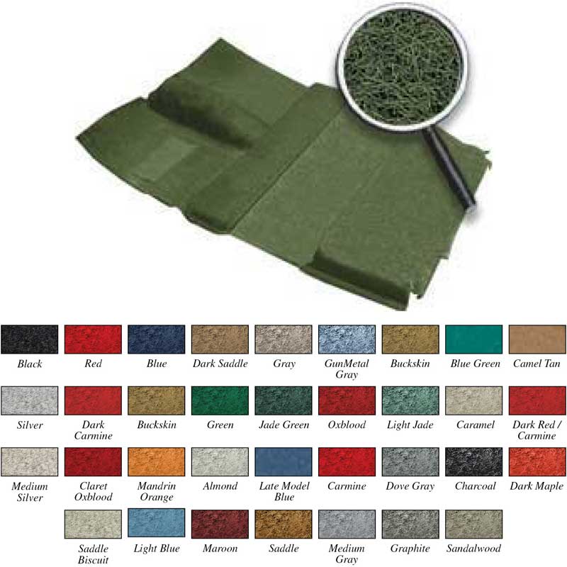 1975-80 Chevy/GMC Crew Cab Pickup 4 Wheel Drive Green Molded Cut Pile Carpet Set
