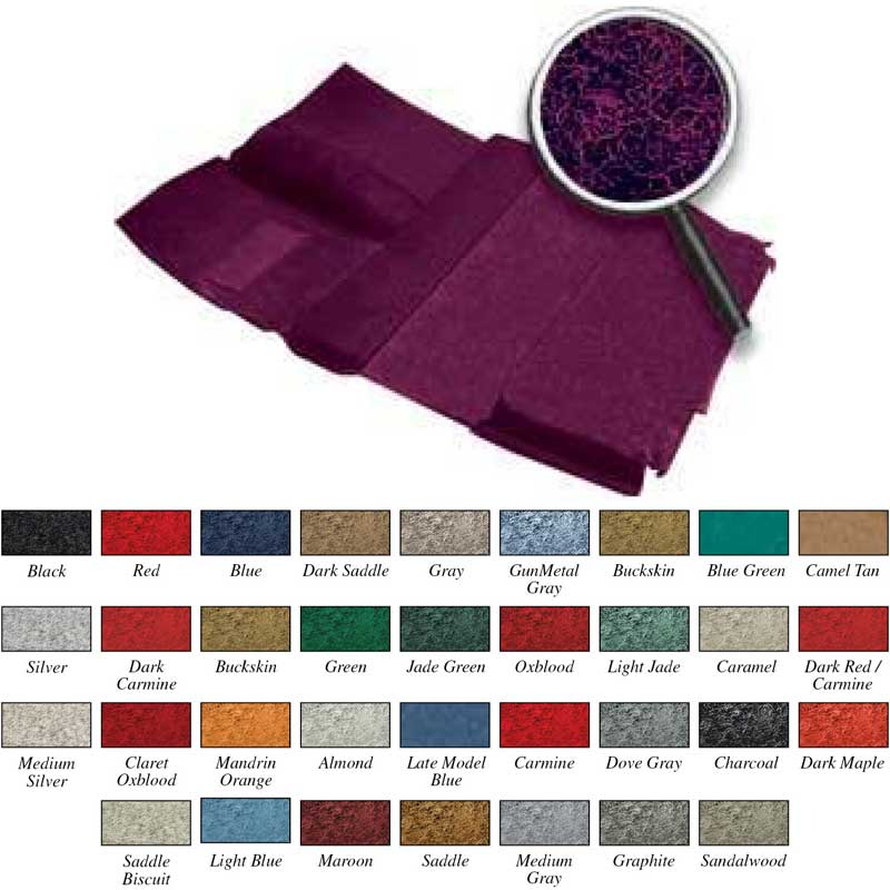 1975-80 Chevy/GMC Crew Cab Pickup 4 Wheel Drive Oxblood Molded Cut Pile Carpet Set