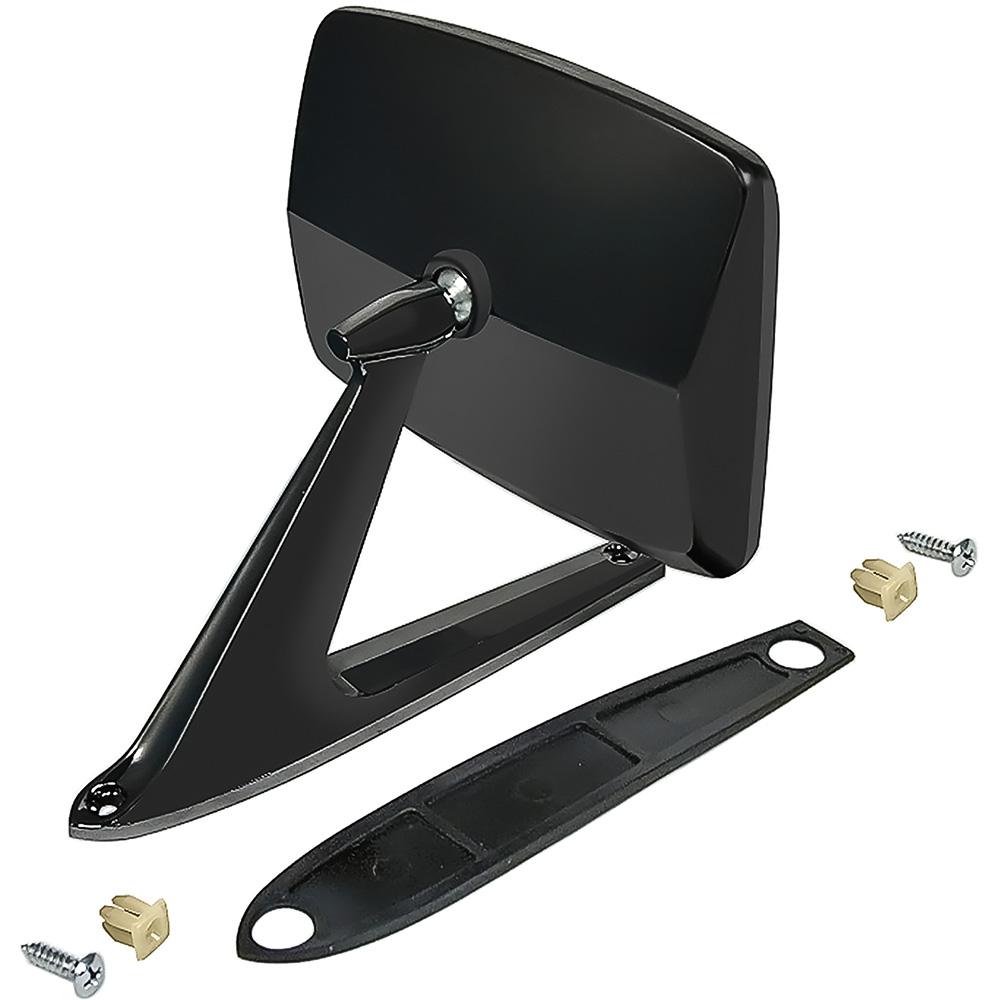 1967-79 Ford Pickup, 1966-79 Bronco Outer Door Mirror Rectangular Driver or Passenger Side Each Semi-Gloss Black