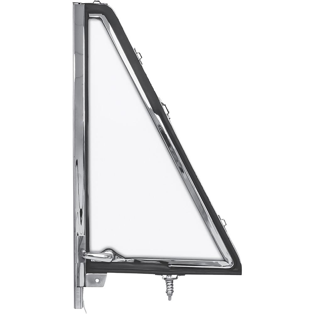 1966-77 Ford Bronco Vent Window Frame Assembly Clear Glass Chrome Inner Frame LH Side