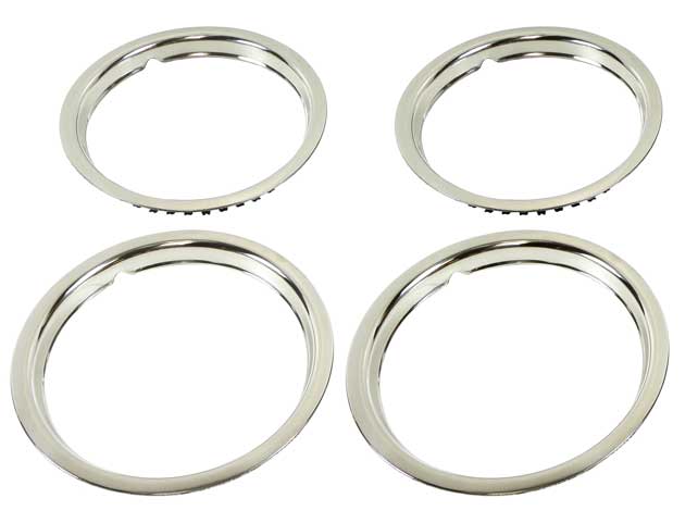 1967-1988 GM Rally Wheel Trim Ring 15" x 5", 15" x 6", 15" x 7" Stainless Steel Round Edge, Smooth Lip 1-1/2" Deep Set of 4