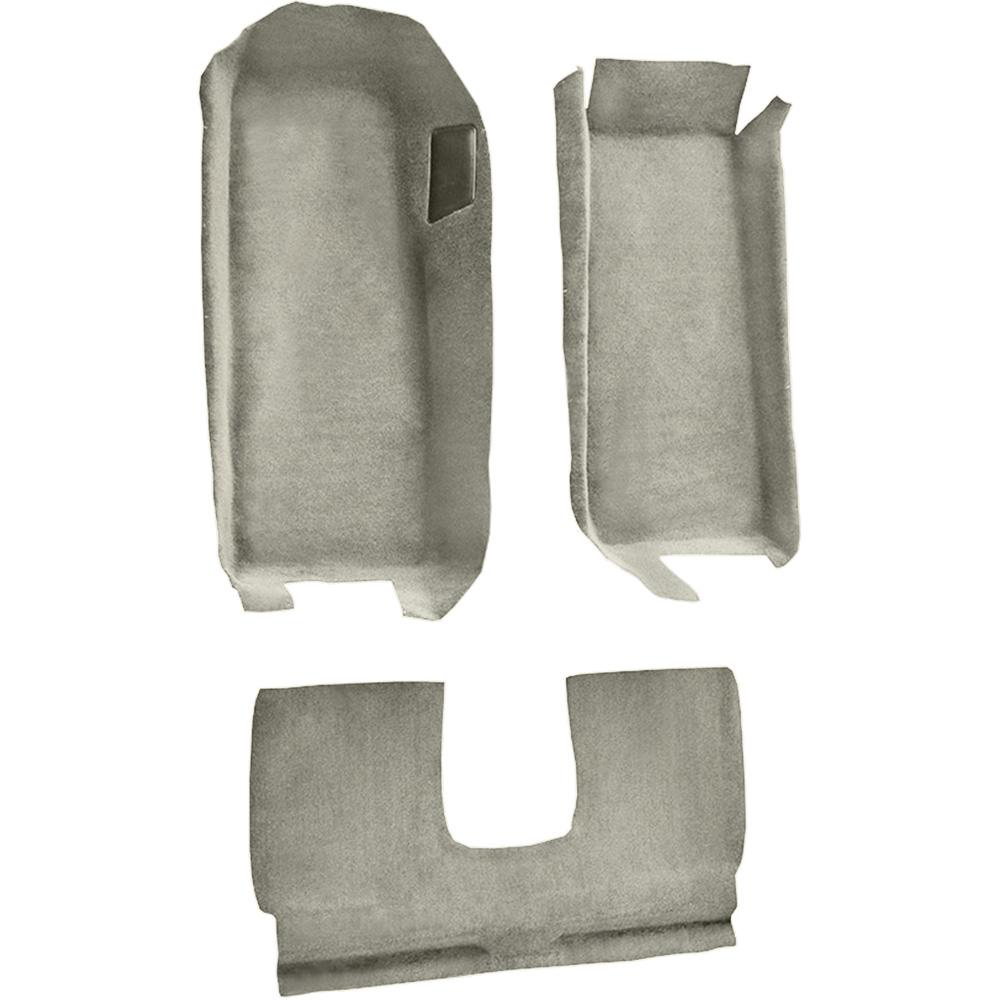 2005-13 Chevrolet Corvette Coupe Front Molded Carpet Set w/ Rear Seat Riser w/ Heel Pad Cutpile Oyster / Shale