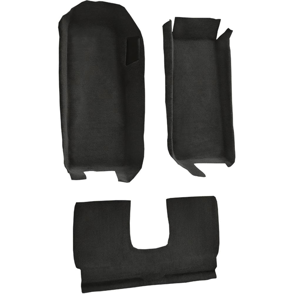 2005-13 Chevrolet Corvette Coupe Front Molded Carpet Set w/ Rear Seat Riser w/ Heel Pad Cutpile Ebony