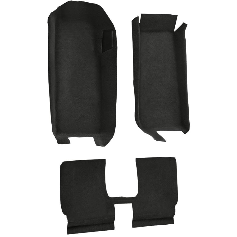 2005-13 Chevrolet Corvette Convertible Front Molded Carpet w/ Rear Seat Riser w/ Heel Pad Cutpile Ebony