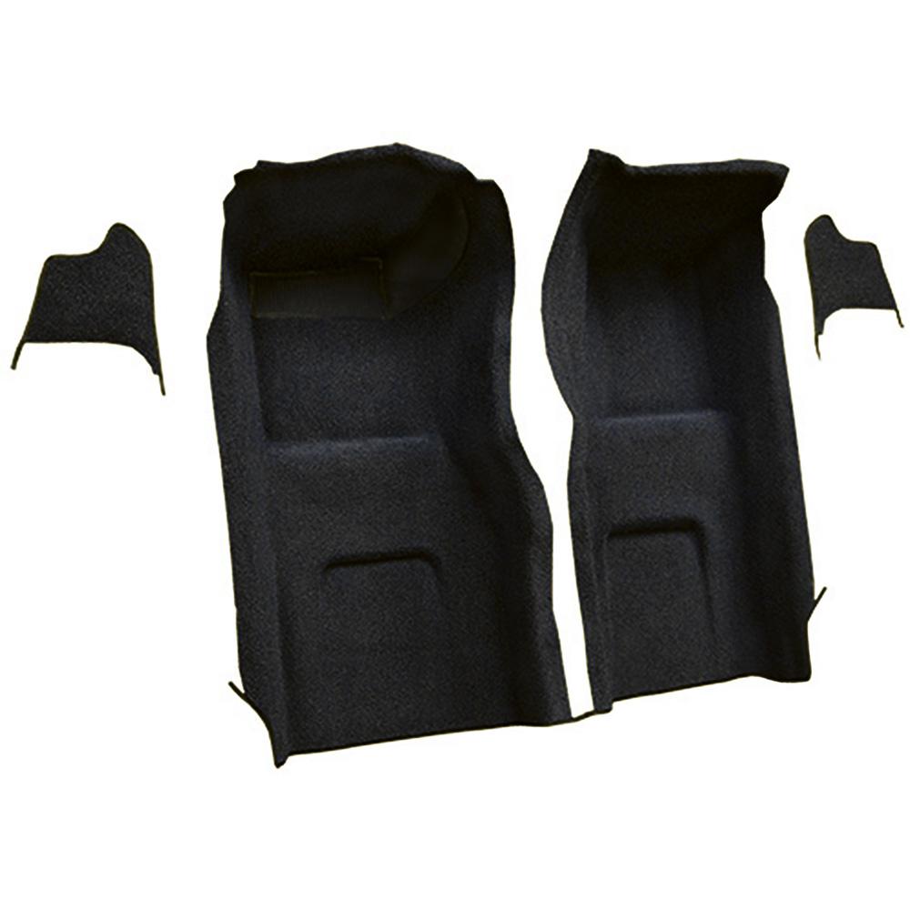 1965-66 Chevrolet Corvette Front Molded Carpet Set w/ Kick Panel Inserts w/o Heel Pad Loop Black