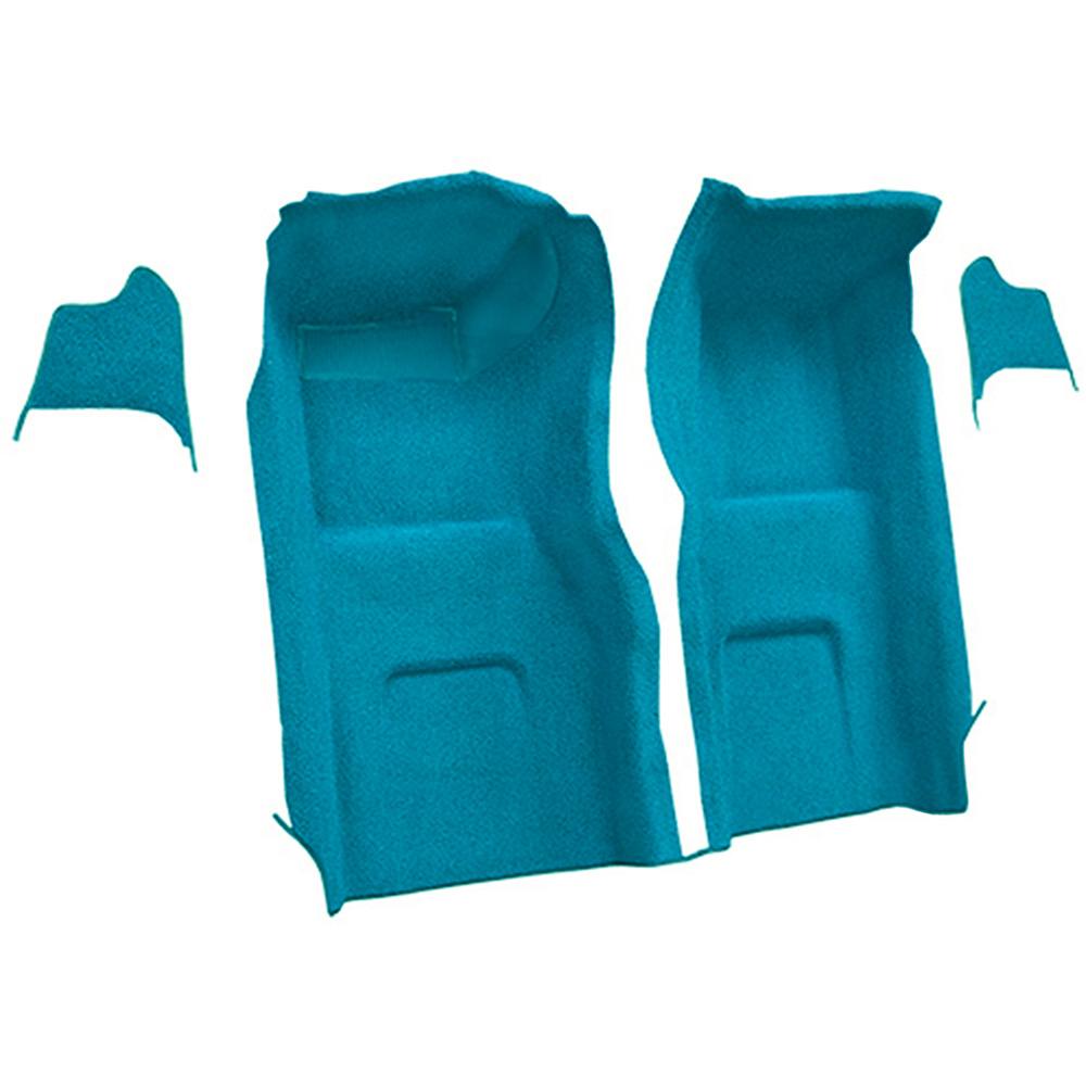 1965-66 Chevrolet Corvette Front Molded Carpet Set w/ Kick Panel Inserts w/o Heel Pad Loop Medium Blue