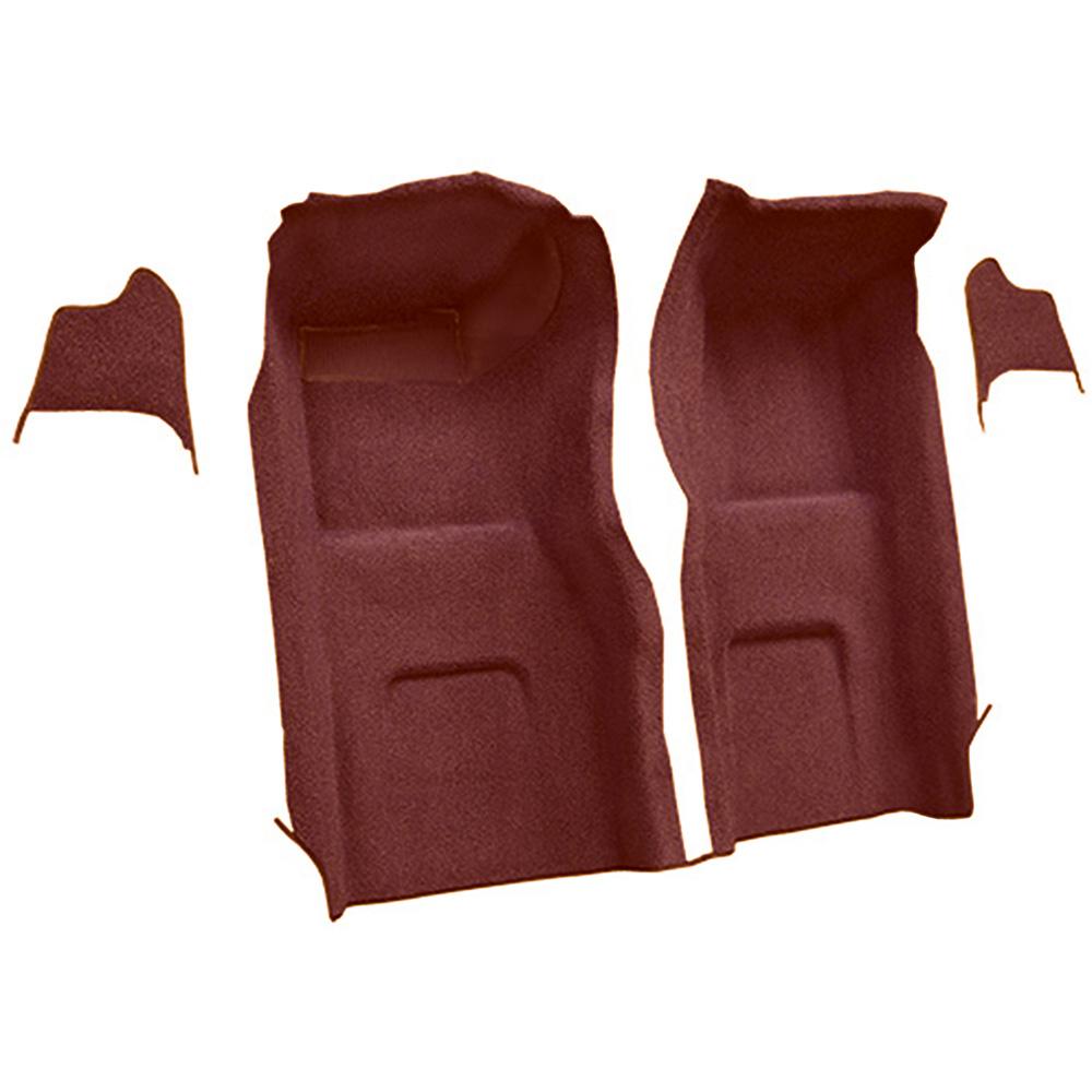 1965-66 Chevrolet Corvette Front Molded Carpet Set w/ Kick Panel Inserts w/o Heel Pad Loop Maroon