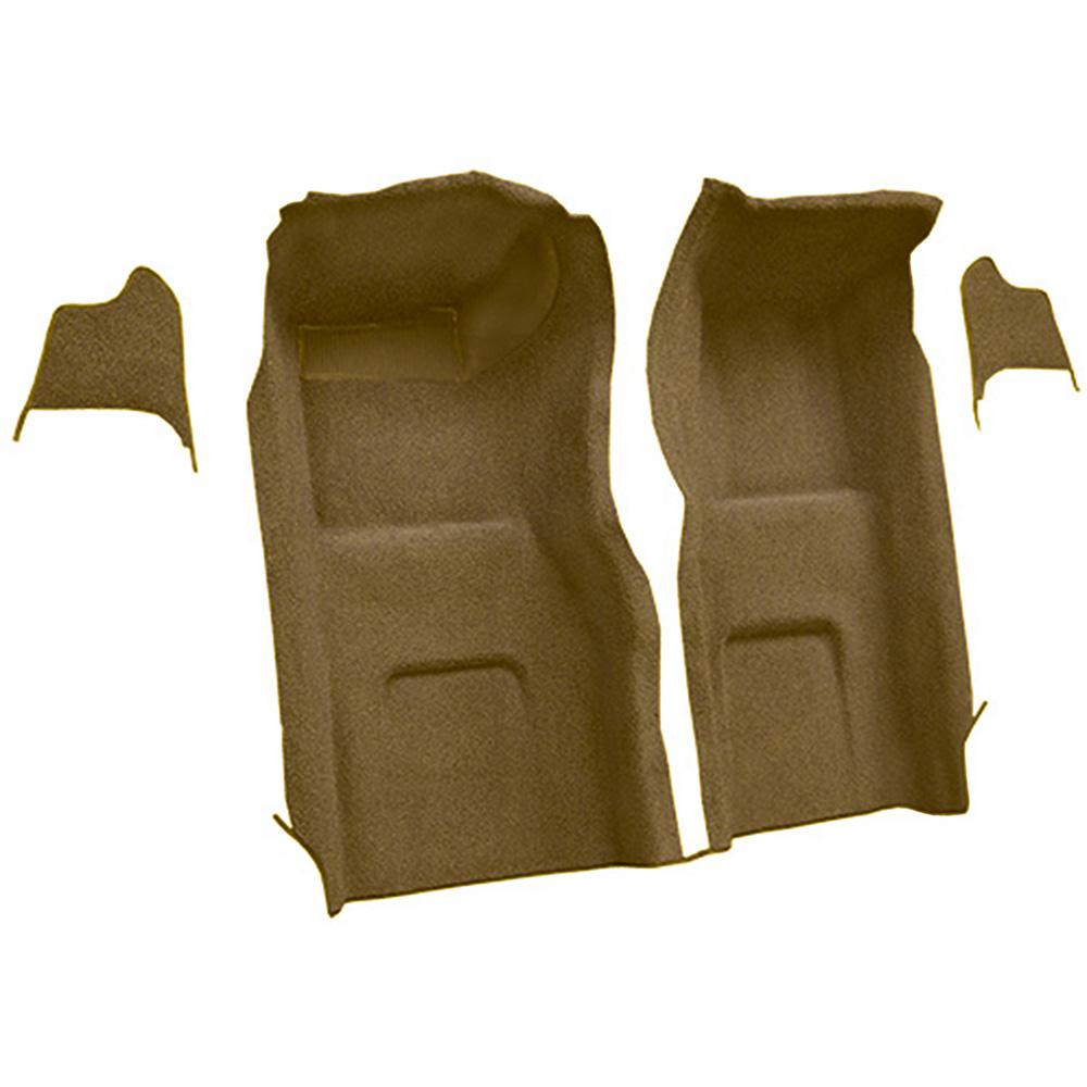 1965-66 Chevrolet Corvette Front Molded Carpet Set w/ Kick Panel Inserts w/o Heel Pad Loop Medium Saddle