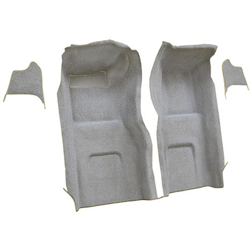 1965-66 Chevrolet Corvette Front Molded Carpet Set w/ Kick Panel Inserts w/o Heel Pad Loop Silver