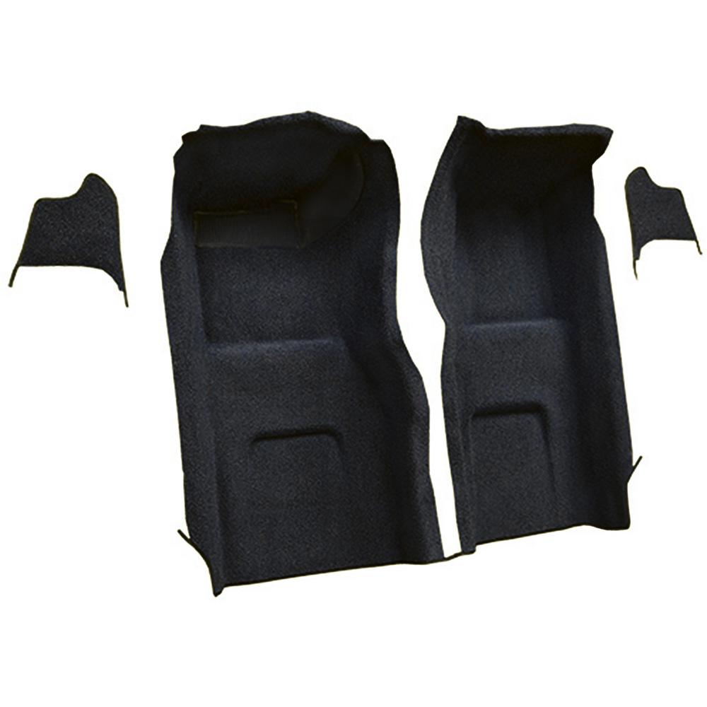 1965-66 Chevrolet Corvette Front Molded Carpet Set w/ Kick Panel Inserts w/o Heel Pad Loop Midnight Blue