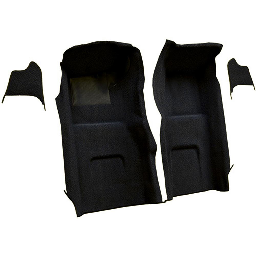 1967 Chevrolet Corvette Front Molded Carpet Set w/ Kick Panel Inserts w/o Heel Pad Loop Black