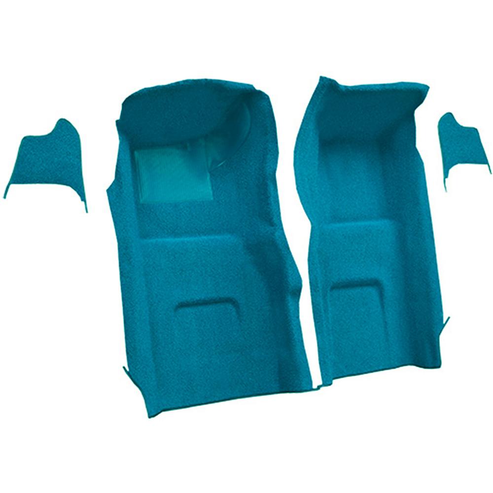 1967 Chevrolet Corvette Front Molded Carpet Set w/ Kick Panel Inserts w/o Heel Pad Loop Medium Blue