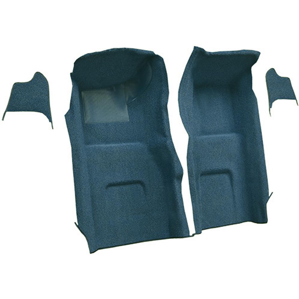 1967 Chevrolet Corvette Front Molded Carpet Set w/ Kick Panel Inserts w/o Heel Pad Loop Bright Blue