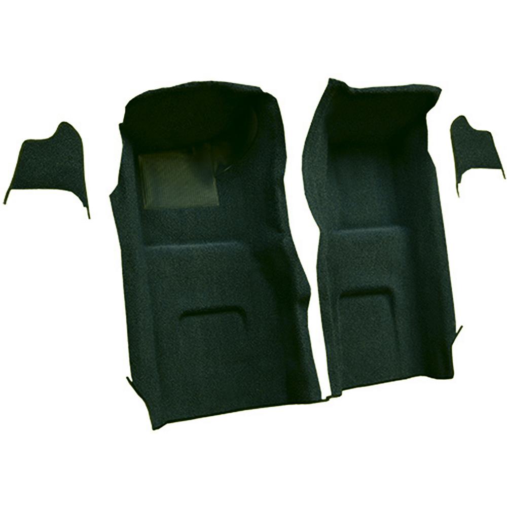 1967 Chevrolet Corvette Front Molded Carpet Set w/ Kick Panel Inserts w/o Heel Pad Loop Dark Green