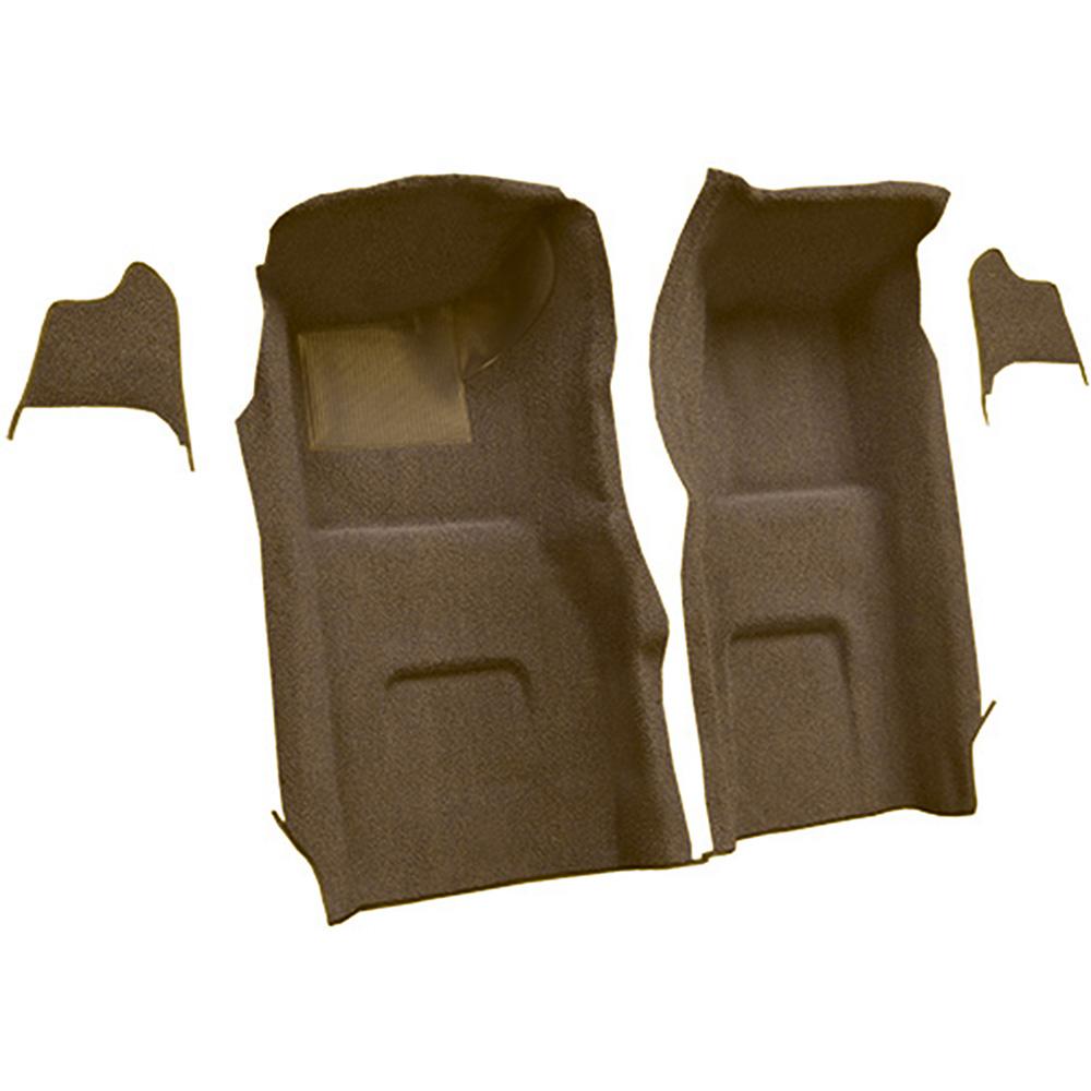 1967 Chevrolet Corvette Front Molded Carpet Set w/ Kick Panel Inserts w/o Heel Pad Loop Medium Saddle