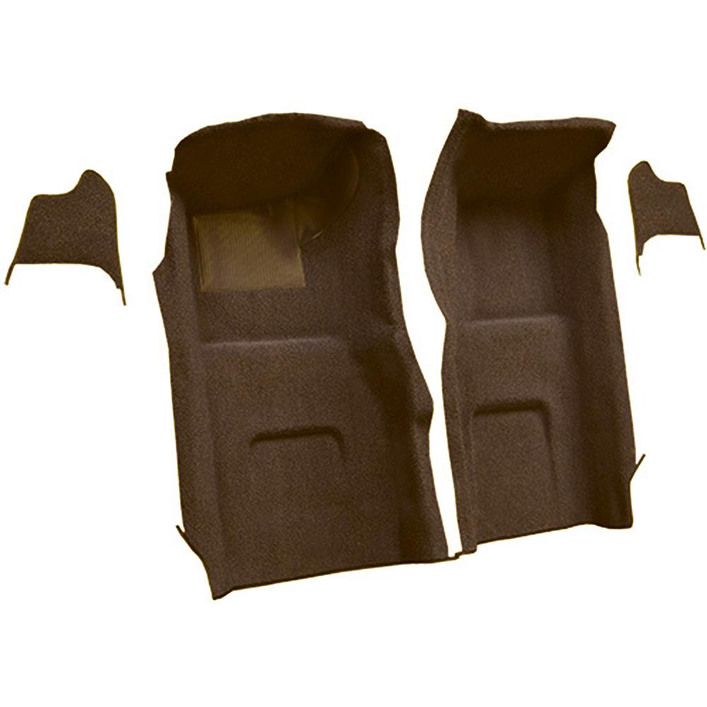 1967 Chevrolet Corvette Front Molded Carpet Set w/ Kick Panel Inserts w/o Heel Pad Loop Dark Saddle