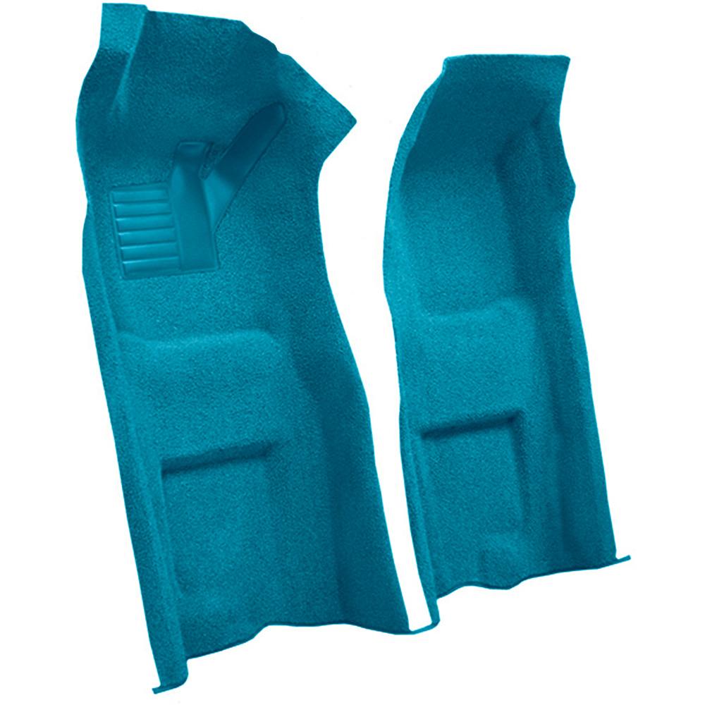1968 Chevrolet Corvette 4-Speed Front Molded Carpet Set w/ Heel Pad Loop Medium Blue
